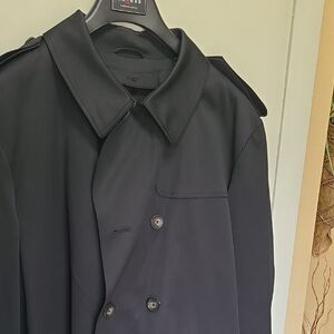 Chaps Black Double-Breasted Trench Coat